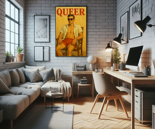 Queer Vintage 1960s Pulp Magazine Cover Poster Wall Art– Retro Gay Art Print With Summer Style Male Model
